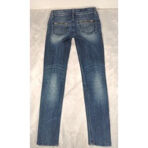 Miss Me Jeans Womens 26 Dark Wash‎ Low Rise Whisker Fade Skinny Stretch 28x30